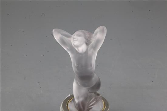 Vitesse/Speed Goddess. A glass mascot by René Lalique, introduced on 17/9/1929, No.1160 Height overall 20.5cm.